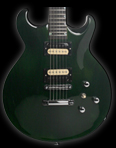 Bookmatched Alder body with carved top and flame Maple neck, Trans green velvet finish. Basone Phoenix model