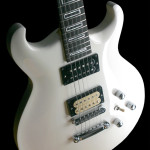 Double cut-away solid Alder body, carve top . Arctic White finish.