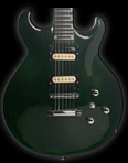 Bookmatched Alder body with carved top and flame Maple neck, Green velvet finish. Basone Phoenix model