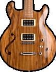 Bookmatched and chambered Honduran Mahogany body with carved Brazilian Angico top, with f-hole
