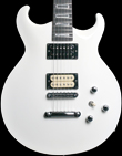 Alder body with carved top and flame Maple neck, Artic white finish. Basone Phoenix model