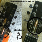 Bullet shell addition to truss rod, by Basone